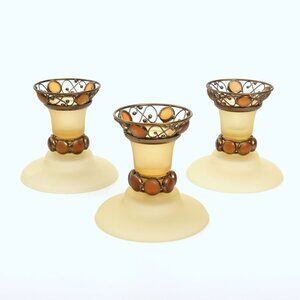 3 Pcs PartyLite Paris Retro Taper Candle Holders